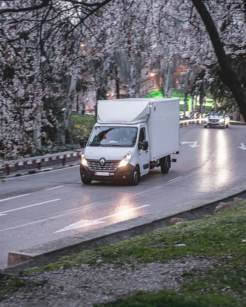 Transporte Ferreira Camarena Toledo white van on road near trees during daytime